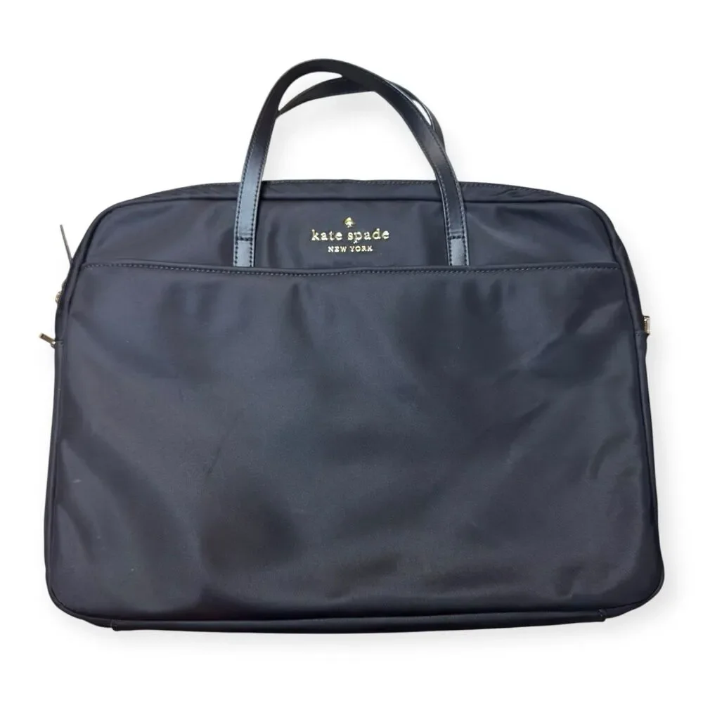 Kate Spade NY Nylon Laptop Daily Universal Bag Black‎ & White Striped Interior